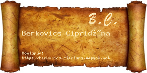 Berkovics Cipriána névjegykártya